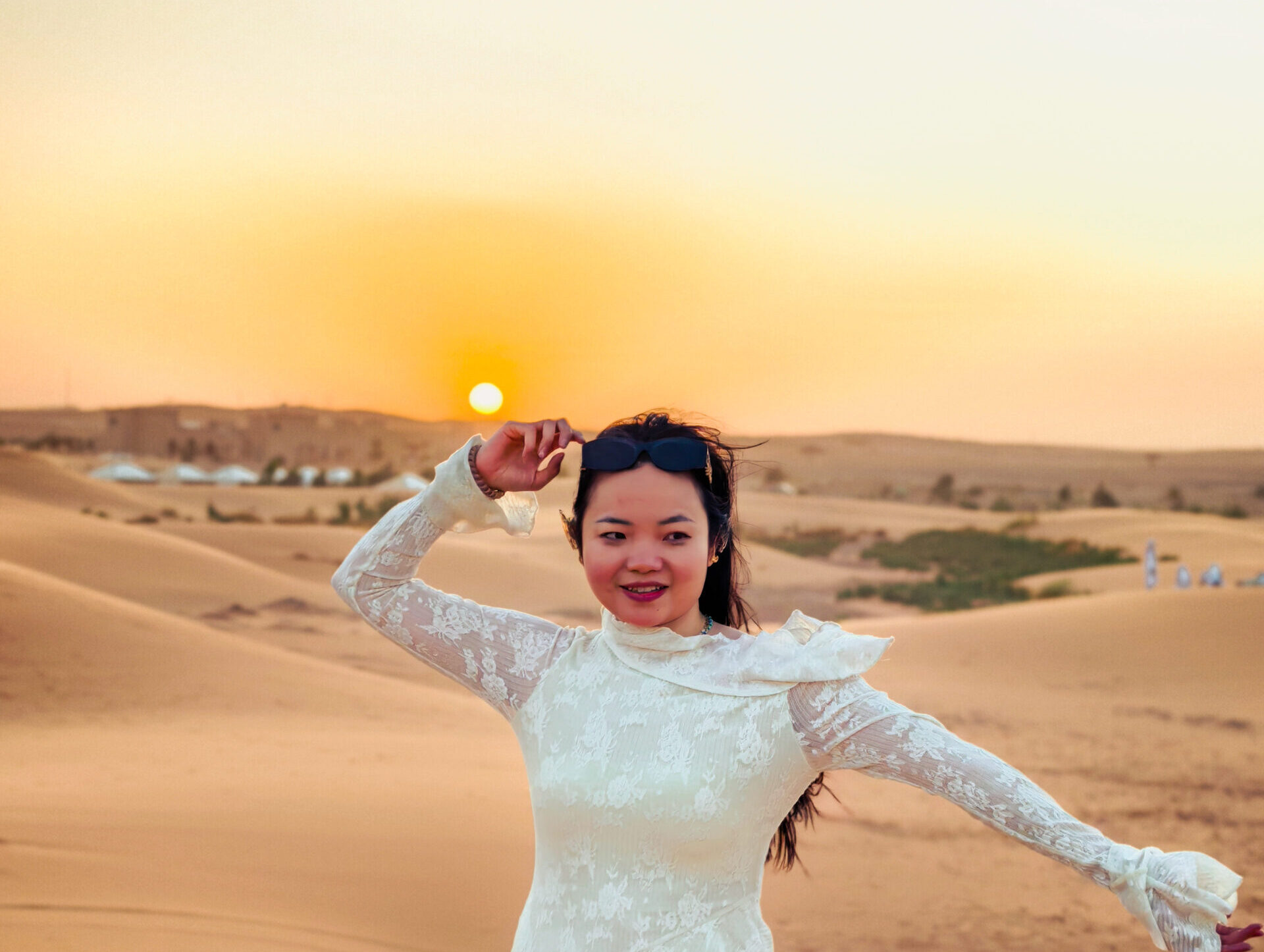 Luxury desert camp in Merzouga dunes, premium night stay on a Fes to Merzouga desert tour